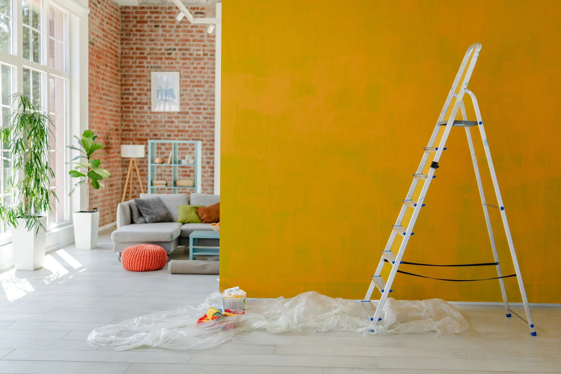 Commercial interior renovation workspace